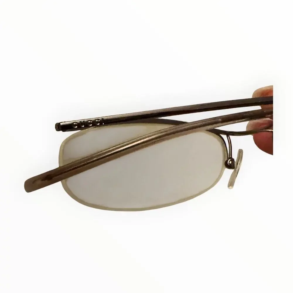 Vintage Gucci GG 1664 624 Purple Metallic Half-Rim Eyeglasses Frame 53-19-135